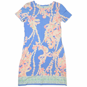 Lilly Pulitzer Blue and Pink Ocean Theme Tee Shirt Dress